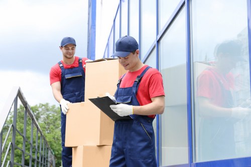 Student removal boxes being loaded for a move in Shoreditch