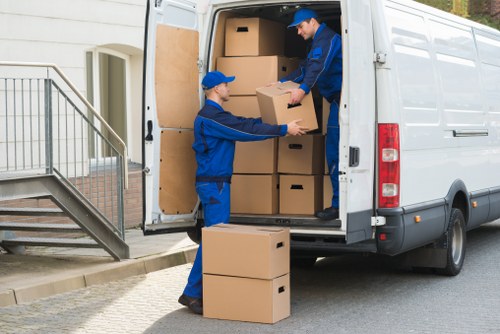 Student furniture being moved through a Shoreditch property