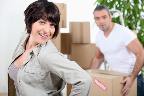 Professional movers loading office furniture in Shoreditch